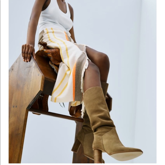 Zara heeled suede knee high boots - Picture 5 of 6